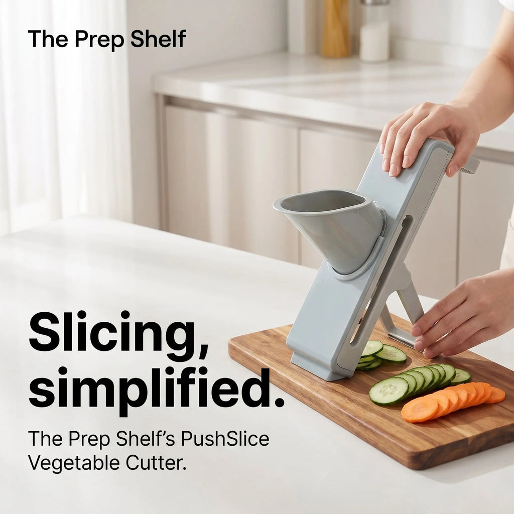 The Prep Shelf’s PushSlice Vegetable Cutter The Prep Shelf