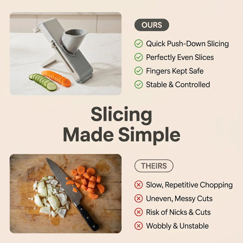 The Prep Shelf’s PushSlice Vegetable Cutter The Prep Shelf