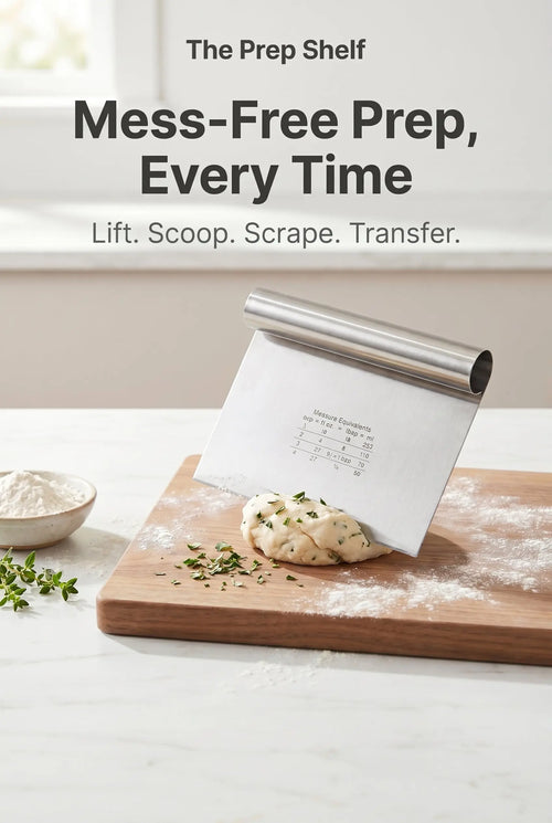 The Prep Shelf’s DoughLift Bench Scraper The Prep Shelf